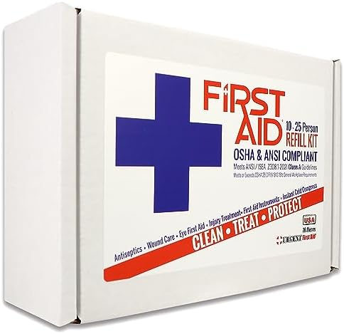 OSHA & ANSI First Aid Kit Refill/Upgrade, 25 Person, 78 Pieces, ANSI 2021 Class A for Office, Business, Home or car Boxes and cabinets: Fill Your kit or use to Upgrade to Current regulations