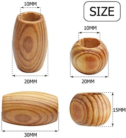 Natural Wooden Spacer Beads, 100 Pcs - Unfinished Tube Beads with Grain for Bracelet Pendants Crafts DIY Jewelry Making, Hole 10mm