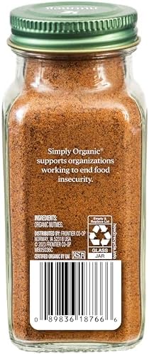 Simply Organic Pure Ground Nutmeg, 2.3 Ounce Jar, Aromatic, Subtly Spicy-Sweet Flavor, Kosher, No GMO, No ETO (Pack of 3)