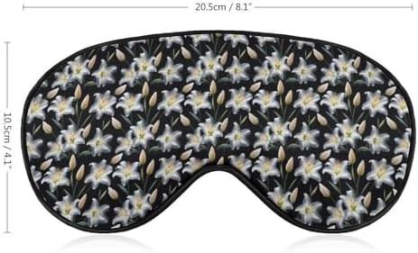White Lily Flower Eye Mask Soft Comfortable Sleep Mask with Adjustable Strap for Travel Relaxation Lightweight Design 8.1 X 4.1 in