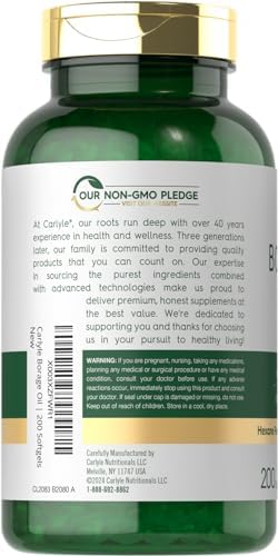 Carlyle Borage Oil Supplement | 2000mg | 200 Softgel Capsules | 320mg of GLA | Cold Pressed & Hexane Free | Non-GMO & Gluten Free