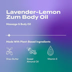 Indigo Wild Zum Lavender-Lemon Body Oil - Nourishing Body Massage Oil for Massage Therapy & Hydration - Nourishing, Vegetarian Massaging Oil with Sweet Almond Oil - 4 fl oz