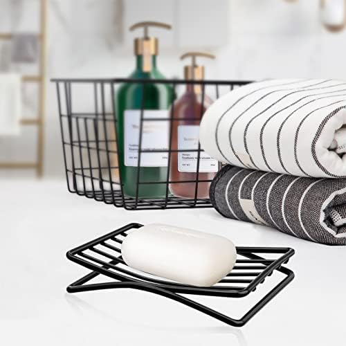 Soap Dish Bar Soap Holder for Shower Bathroom, Stainless Steel Self-draining Sponge Holder for Kitchen Sink Bathtub, Easy Cleaning Quick Dry, Black