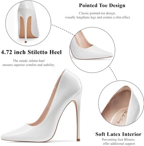 Elisabet Tang Women's High Heels Pumps Closed Pointed Toe Stiletto 4inch Heels Classic Office Special Dressy Wedding Pump Shoes