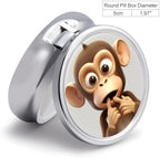 The Silent Monkey Pill Box Medicine Pill Organizer 3 Compartment Daily Pill Case Small Pill Container Round Pill Holder Travel Pill Box Metal Pill Case for Purse Pocket
