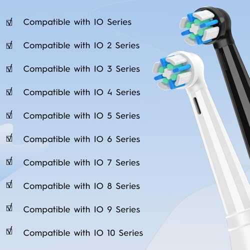 Replacement Heads Compatible with Oral B iO for Gentle Dental Care, Toothbrush Compatible with Oral B iO 2/3/4/5/6/7/8/9/10 Series Electric Toothbrush, Medium Bristles (6 Black/White)