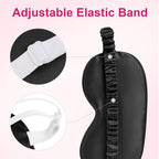 100% Natural Mulberry Silk Sleep Eye Mask with Adjustable Elastic Band for Women & Men Soft Light Blocking Cover Eyeshade Blindfold with Star Printed (Black)