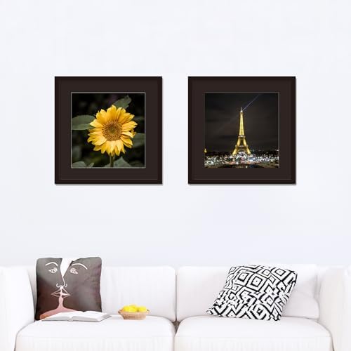 SKAOTUS 18x18 Picture Frame Black Solid Wood for Black Mat 14x14 Wall Mounting Square Poster Frames