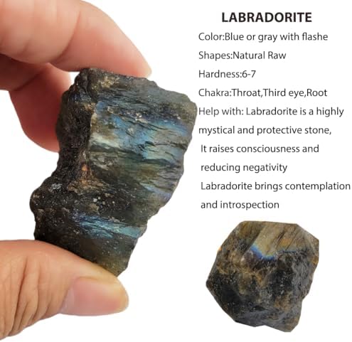 3-5Pcs Labradorite Natural Raw Crystals 1''-2'' Rough Stones Rocks for Tumbling Polishing Cabbing Gemstones Crystals and Healing Stones for Wicca Reiki,Fountian Rocks for Decorations (Labradorite)