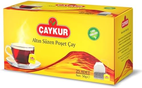 ÇAYKUR Black Tea Bags, Altın Suzen Turkish Tea, Individually Wrapped Cup Brew Bags, Bright Red Color, Best Turkish Loose-Leaf Flavor, 25 Tea Bags (50g / 1.76 oz)