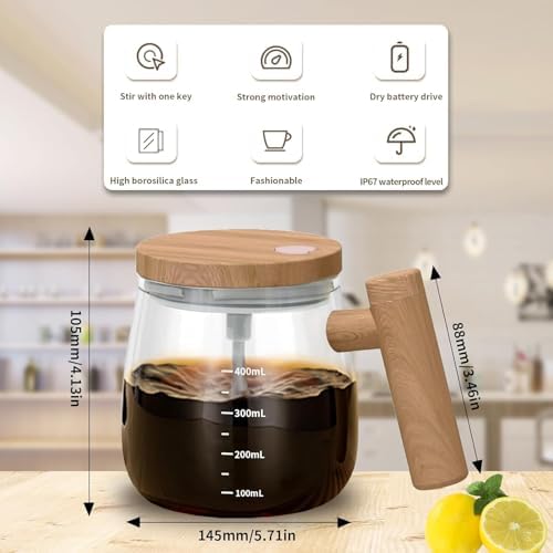 Electric Mixing Mug,Self Stirring Coffee Mug with Lid & Handle Home Office Stirring Cup,400ml Lightweight Self Mixing Cup High Speed Suitable for Coffee/Milk/Protein Powder