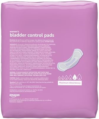 Amazon Basics Incontinence Pads for Women, Postpartum, Long, Maximum Absorbency, Bladder Control, Unscented, 39 Count