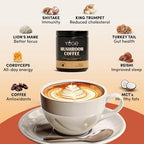 YEGE Mushroom Coffee Organic, 6 Mushroom Blend Cordyceps, Reish, King Trumpet, Shitake, Turkey Tail, Lions Mane for better Focus, Energy, Digestion and Immunity（30 Servings）