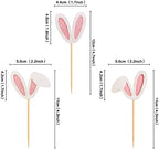 Ercadio 24 Pack Easter Bunny Ear Cupcake Toppers Glitter Pink Rabbit Ears Cupcake Picks Easter Bunny Cupcake Decors Rabbit Cake Toppers for Kids Girls Birthday Baby Shower Party Supplies