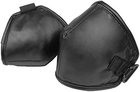 PU Leather Motorcycle Knee Pads Windproof Leg Gaiter Winter Warm Leggings Covers Thermal Fleece Lining Cycling Knee Brace Support Protective Guard with Adjustable Strap for Motorcycle Bike Winter Ski