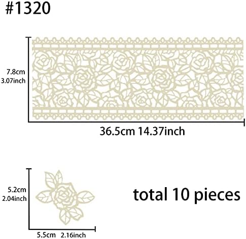 Funshowcase Large Pre-Made Ready to Use Edible Cake Lace Rose Blossom Ivory White 14-inch 10-piece Set