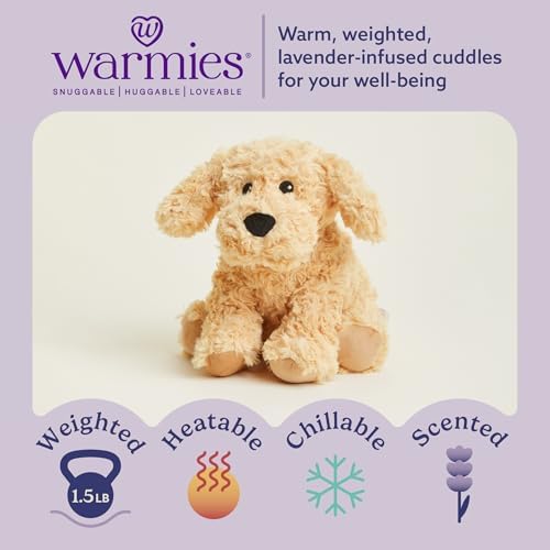 warmies Microwavable & Weighted Stuffed Animals, Golden Dog - Heated Stuffed Animal for Soothing Warmth - Weighted Plush for Calming Hugs - for Boys, Girls, Babies & Toddlers