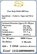 Ghasitaram Gifts Indian Sweets - Kaju Katlis Sweets Box - 800 Gms