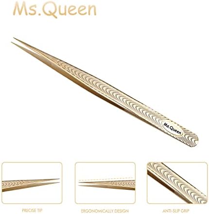 Ms.Queen Straight Tweezers for Eyelash Extensions-Precision Lashing Tweezers for Individual Volume Lashes Extensions,Straight