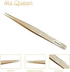 Ms.Queen Straight Tweezers for Eyelash Extensions-Precision Lashing Tweezers for Individual Volume Lashes Extensions,Straight
