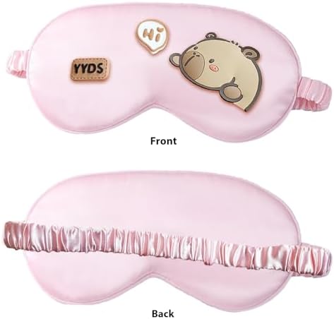 2Pcs Kawaii Capybara Silk Sleep Eye Mask Cute Cartoon Capybara Sleep Mask for Women Cute Blackout Sleeping Mask Eye Cover Gift for Women Mom