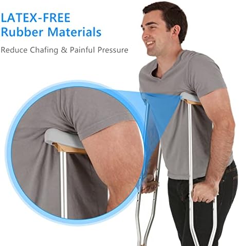 Replacement Crutch Pads, AHIER Padding for Walking Arm Crutches, Hand Grips, and Feet Caps, Fits Standard Aluminum Crutches 6 Pieces-Set