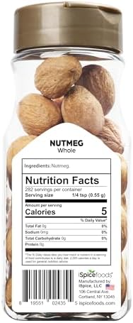 iSpice Premium nutmeg, whole nutmeg is Gluten Free and Non-GMO, 100% Natural, whole is used in Coffee, tea, hot chocolate, curries, sauces, mutton, vegetable recipes | 5.5 Oz (155g)
