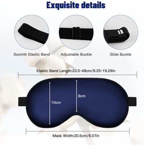 Silk Eye Mask with Adjustable Strap, Satin Blackout Sleeping Mask for Men&Women, Comfortable Blindfold Eyeshade for Night Sleep(Blue)