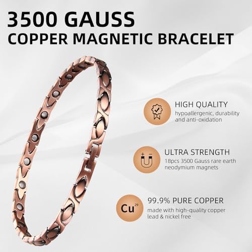 MagEnergy Copper Ankle Bracelet for Women, Christian Magnetic Anklets with 3500 Gauss Magnets, Adjustable Biblical Cross Anklet, Jewelry Gift
