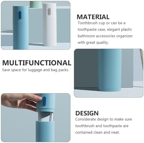 Travel Toothbrush and Toothpaste Holder Cup 2pcs Set, Large Portable Wash Storage Box with Lid, Blue and White, Suitable for Outdoor and Home Oral Care Storage