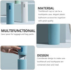 Travel Toothbrush and Toothpaste Holder Cup 2pcs Set, Large Portable Wash Storage Box with Lid, Blue and White, Suitable for Outdoor and Home Oral Care Storage
