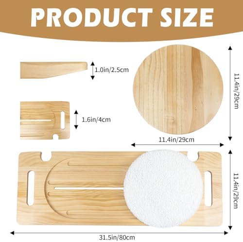 Wooden Slide Transfer Board, Transfer Board With Track Pulley Turntable, Heavy-Duty Sliding Board Holds Up To 500 Pounds for Patient Senior And Handicap Move Assist, 2 Handles, 2 Fixed Holes(31x11x1")