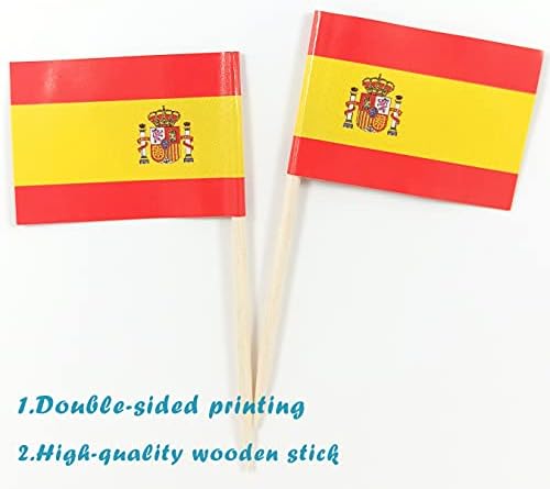 JBCD Spain Toothpick Flag Spanish Mini Small Cupcake Topper Flags, 200pcs