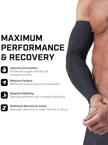 Unisex Active Ax Compression Arm Sleeves (2 Pack) – For Injury Relief, Recovery, Enhanced Performance – Made in USA