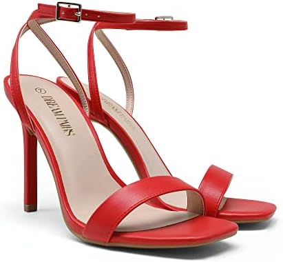 DREAM PAIRS Women’s High Stilettos Open Square Toe Ankle Strap Heels Sexy Comfort Strappy Dress Shoes Wedding Bridal Pumps Sandals