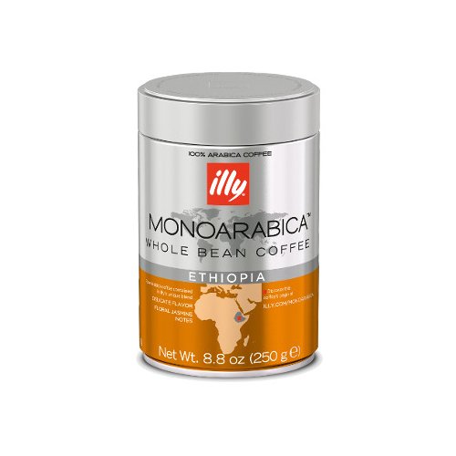 Illy Monoarabica Ethiopia Whole Bean Coffee, Orange Band, 6 Count