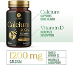 Calcium 1200 mg Per Serving with Vitamin D3 - Bone Health Supplement, Vitamin D & Calcium Supplements for Women & Men - Bone, Teeth & Immune Support, Nature's Calcium Pills, Bottled USA - 120 Tablets