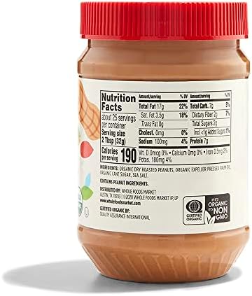 365 by Whole Foods Market Organic Creamy Peanut Butter | 28 Ounce | Pack of 2