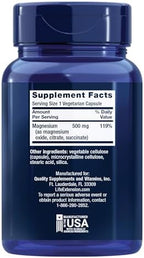 Life Extension Magnesium Caps, 500 mg, Magnesium Oxide, Citrate, and Succinate, Heart Health, Healthy Bones, Metabolism Support, 100 Vegetarian Capsules