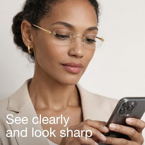 CCVOO Fashion Metal Rimless Reading Glasses for Women - Computer Readers with Blue Light Protection