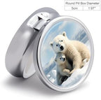 Cute Polar Bear Pill Box Portable Mini Travel Pill Organizer Holder 3 Compartment Decorative Round Pills Case Exquisite Daily Vitamin Container for Cod Liver Oil