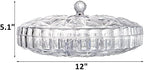 ZOOFOX Snack Serving Tray, 12" Appetizer Tray with Lid, 6 Compartments Round Plastic Food Storage Organizer for Dried Fruits, Nuts, Candies, Sweet Cookies and Fruits (Clear)