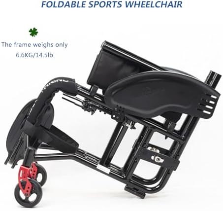 Folding Sports Portable Wheelchairs,Transport Wheelchair,Manual Wheelchair,Aluminum Alloy Wheelchair,Lightweight Wheel Chair For Adults,Quick Release Rear Wheels,Anti-Tip Wheels(Size:Seat width 42cm/1