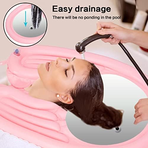 Portable Inflatable Hair Washing Basin for Bedridden - Wash Hair Inflatable Shampoo Bowl with Scalp Massager For Elderly,Disabled,Injured,Ideal Inflatable Sink (1 Shampoo Basin+ 1 Scalp Massager)