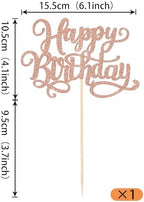 Rsstarxi 1 Pack Happy Birthday Cake Topper Glitter Birthday Cake Pick Celebrating Birthday Cake Decorations for Baby Shower Birthday Anniversary Party Supplies Rose Gold