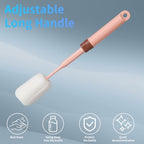 Sponge Bottle Brushes Adjustable Long Handle Up to 12.9” High Density Foam Bottle Brush Head Hanging Design with 4 Traceless Hooks– Bottle Brush Cleaner for Water Bottle & More (2 Pack)
