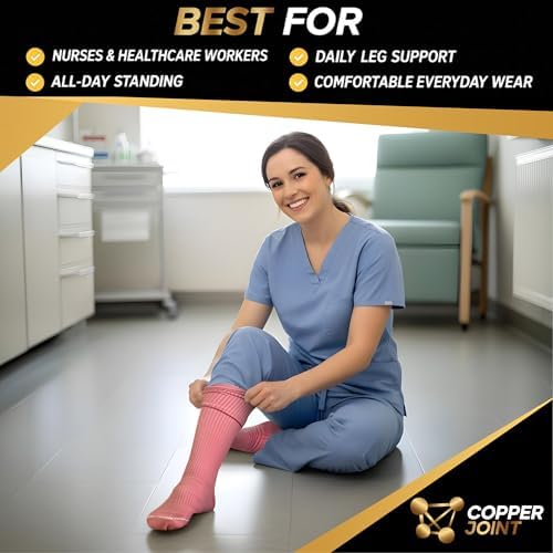 CopperJoint Copper Compression Socks for Women & Men (2 Pairs) – 15-20 mmHg Wide Calf & Plus Size Medical-Style Support – Pregnancy & Travel Socks – Running Gifts for Runners, Nurses & Long Flights