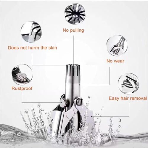 Precision Manual Nose Hair Trimmer: Stainless Steel, Nose and Ear Hair Trimmer, Nose Clippers, 360° Rotating Hair Trimmer, Includes Cleaning Brush (1 Pack)