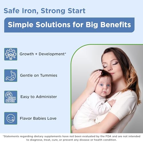 Wellements Organic Iron Drops for Newborn+ Babies (1 Fl Oz) - Cherry Flavor Liquid Iron Supplement for Infants - Toddler Iron Supplement for Kids (4months+ to 3 Years) - Supports Growth & Development*