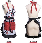 Lovely Flower Pattern Retro Aprons With Large Pockets for Women Girls Cooking Kitchen Bakery Mother's Gift